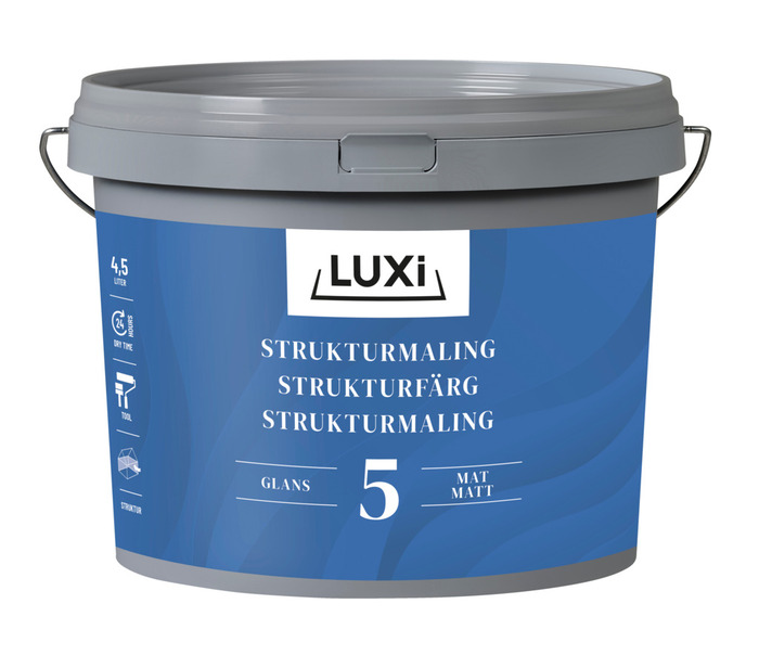 Strukturmaling 5 hvid 4,5 liter - LUXI®